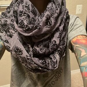 Disney Parks Haunted Mansion Wallpaper Grey Black Loop Infinity Scarf